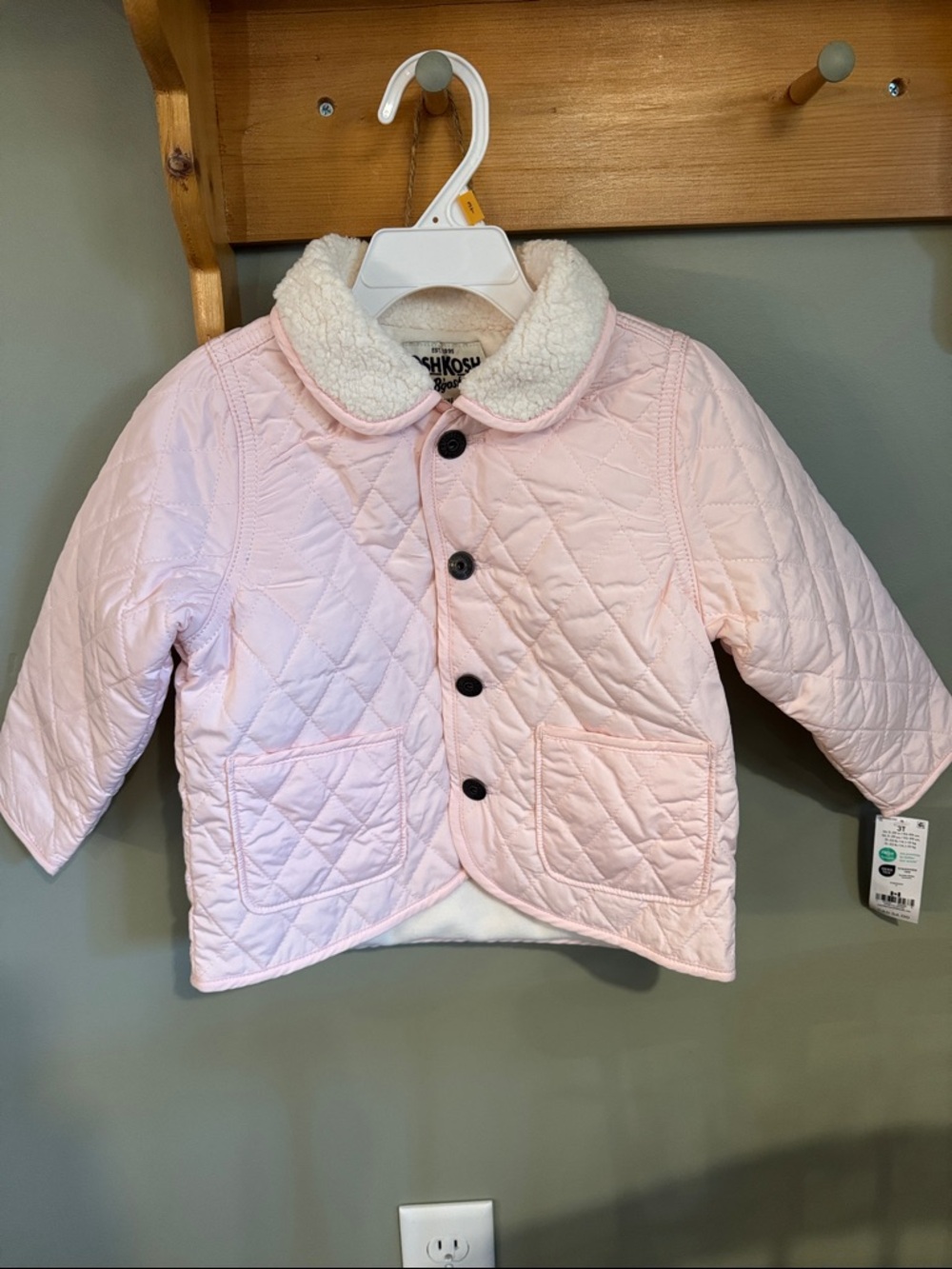 OshKosh B'gosh Baby Jacket in Pale Pink with Cream Sherpa